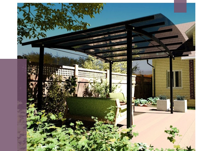 Навесы для террасы в Курске от 13291 руб. под ключ | ПРОЛЁТ-Кус