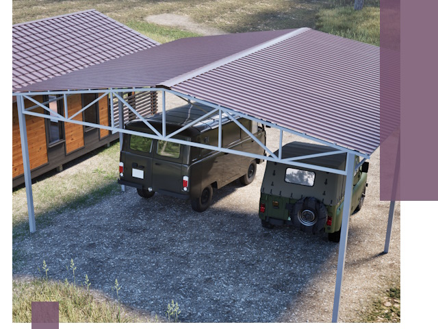 Двускатные навесы под ключ в Курске — изготовление и монтаж