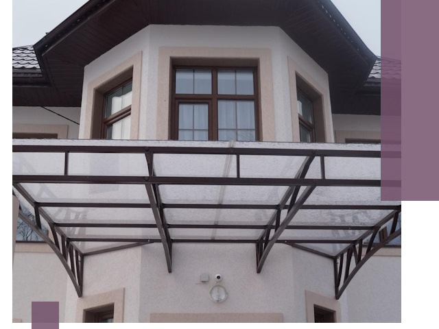 Козырьки из поликарбоната под ключ в Курске